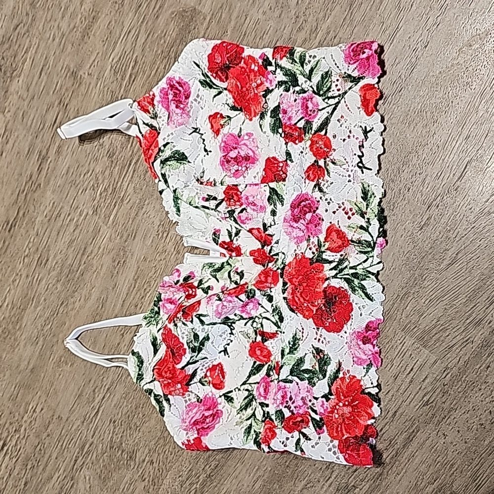 PINK NWOT Victoria's Secret Lace Floral Bralette Size Med 36DD